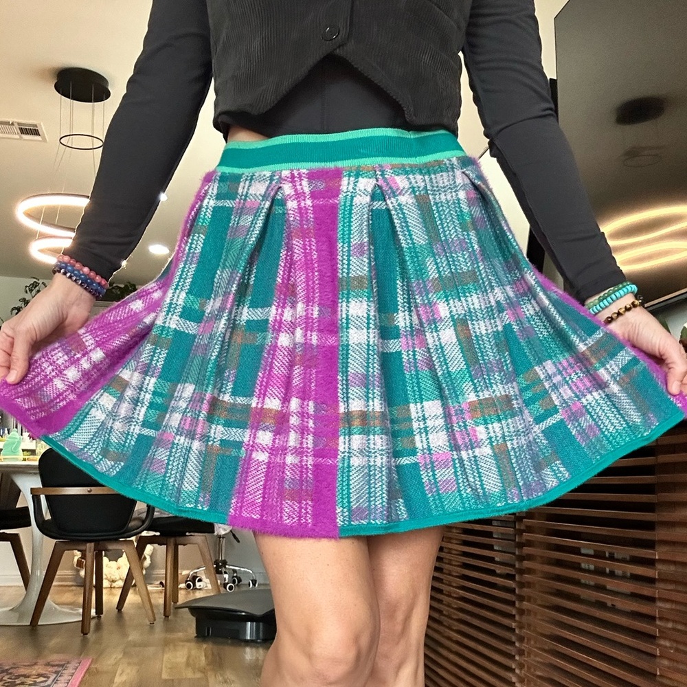 Anthropologie Plaid Skater knit Skirt